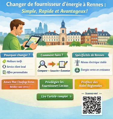 Guide to switching energy providers in Rennes featuring local services and green energy options.