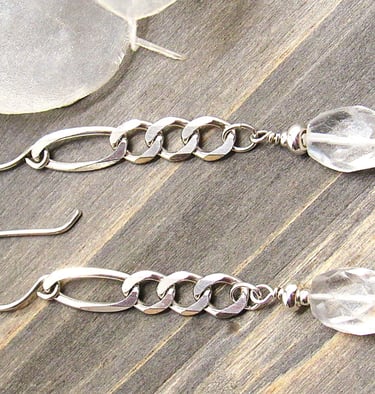 sterling silver chain and topaz earrings