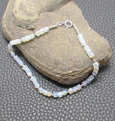beaded sterling silver bracelet cube beaded