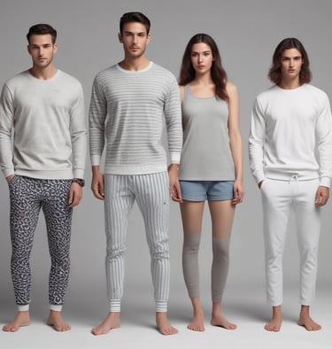 A collection of various athletic apparel and accessories laid out, including sports bras, tops, headbands, and tags. The items are in different colors and patterns, such as pastel pink, blue, and floral designs. A black jacket and several pieces still have brand tags attached.