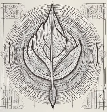 a drawing of a leafy plant with a leaf to describe About Wadjara.