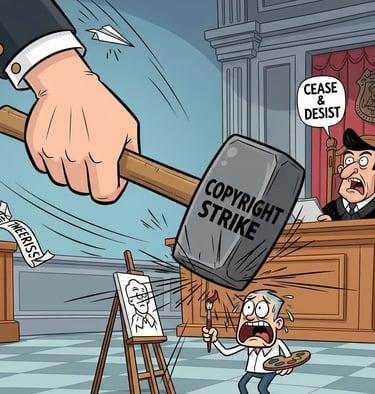 Un artiste qui reçoit un copyright strike pour son image.