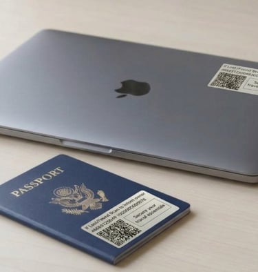 image showing eBt-S pasted on Laptops and Passport