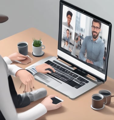 A group of people is engaged in a training session in a conference room setting. A presenter is standing and holding a sheet of paper, addressing the group seated at a round table. The attendees are actively listening, and there's a banner in the background advertising UX training. The room is well-lit, with a flipchart visible at one side.
