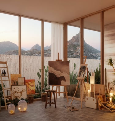 Sustainable residential creative space with landscape views
