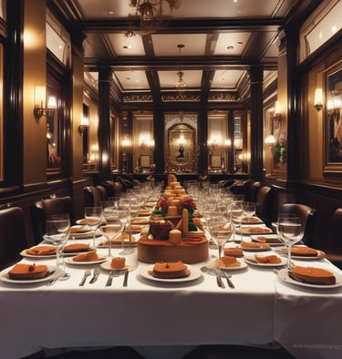Close-up of a rustic terrine on a wooden board with fresh herbs around