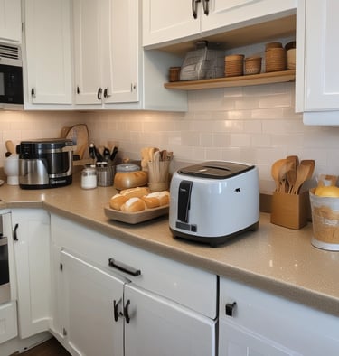 A selection of gently-used home goods including kitchenware and decor items.