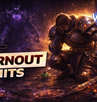 World of Warcraft player facing a difficult challenge fight after a wipe, reviewing defeat and preparing for another attempt