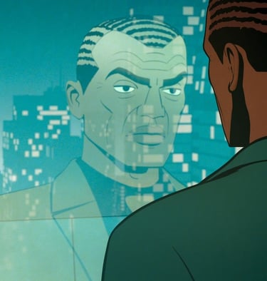 Norman Osborn a olhar no espelho o seu reflexo