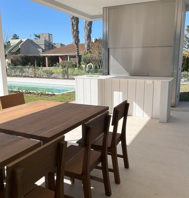 a table with chairs and a table with chairs