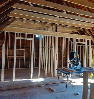 Wood framing and structural remodeling in progress by Renjay Remodeling, CT