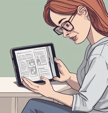 A vibrant blue gradient background with digital product icons representing ebooks, courses, and software.