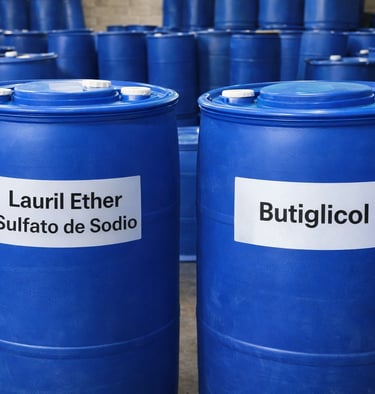 Insumos quimicos por mayor, tambor de 200 litros de lauril ether sulfato de sodio y butiglicol