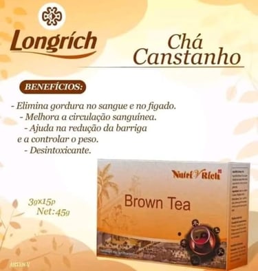 Chá Castanho Longrich oficial - Loja Longvida Angola