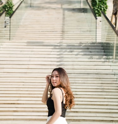 portrait on stairs at apurva kempinski bali nusa dua