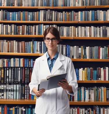 A dental professional is wearing a mask and a blue surgical cap adorned with dental-themed prints. She is looking back towards the camera in a dental clinic setting. Another person in a white uniform is seated in the background near dental equipment. The room is bright and clean, featuring dental chairs and tools.
