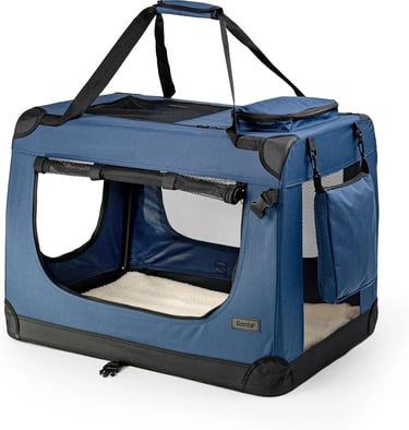 lionto Bolsa de Transporte para perros gatos box caja plegable, Azul
