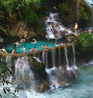Luoji Ninety-Nine Miles Hot Spring Waterfall, Sichuan