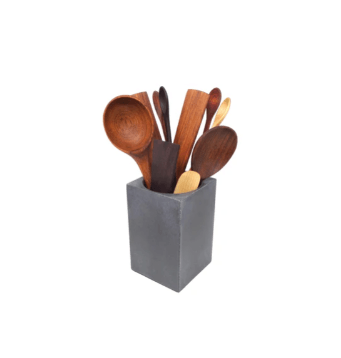 Earlywood Newlywood 11-piece wooden utensil set with holder, handcrafted in Montana USA