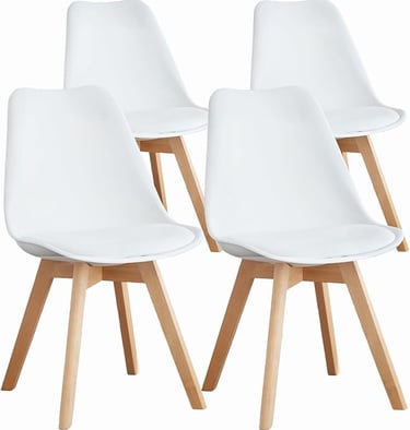 Low floor dining chair with minimalist white and wood design