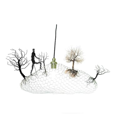 L'homme sur le nuage sculpture lustre de Wilfrid Bricourt