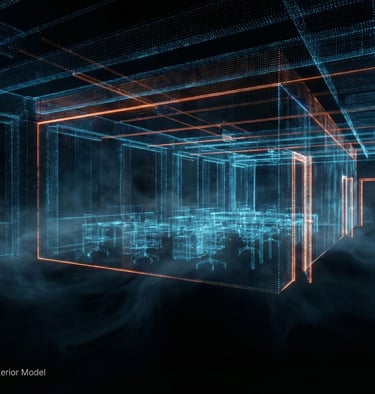 High-density 3D point cloud visualization of a building’s interior captured via mobile LiDAR scanning