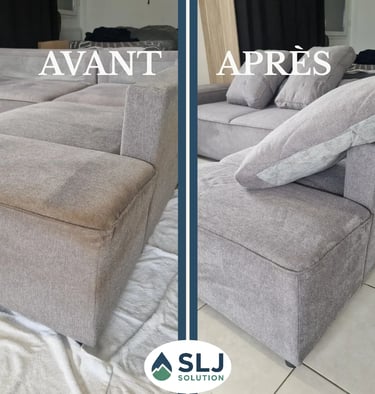 Résulata avant après nettoyage de canapé à Montbonnot