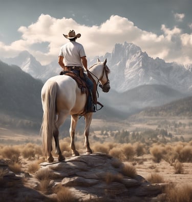 a man in a cowboy hat riding a horse