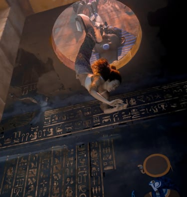Helena diving as a mermaid in a beautiful Egyptian surrounding