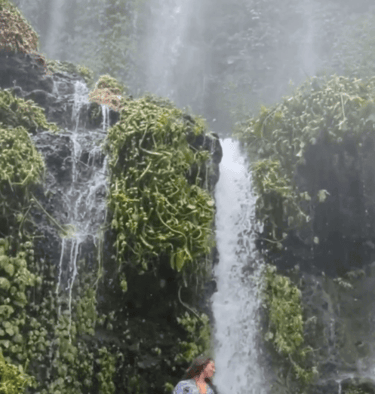 Benang Kelambu Waterfall in Lombok with myself posing as mermaid