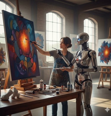 Inteligência artificial e criatividade humana trabalhando juntas
