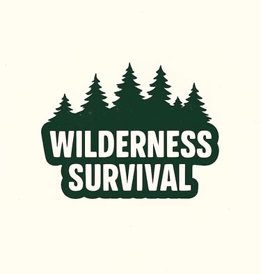 Wilderness Survival header with evergreen tree silhouette — outdoor survival skills, prepping, bushcraft category image
