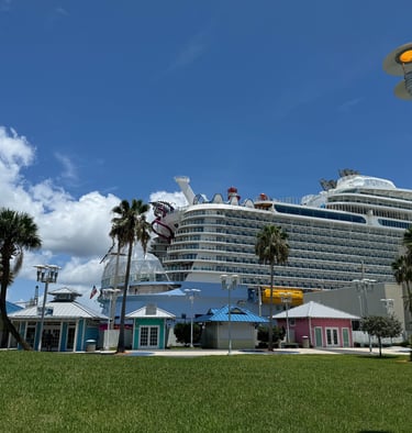 Pulling up to the cruise terminal on boarding day