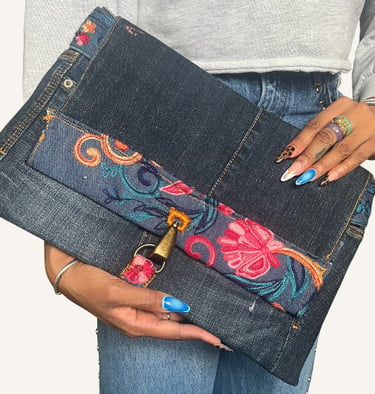 Denim Conversion Denim handbag clutch