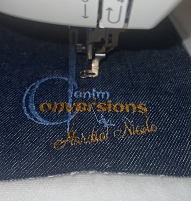 Denim Conversion denim handbag logo