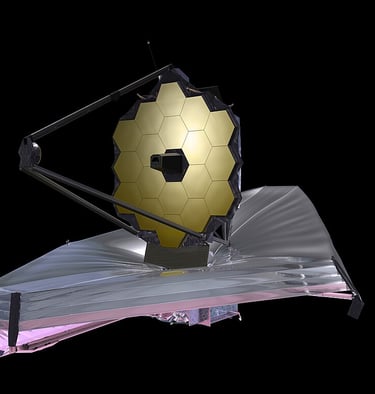 Representação artística do Telescópio Espacial James Webb.