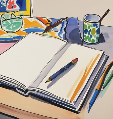 A close-up of colorful paintbrushes and paint.