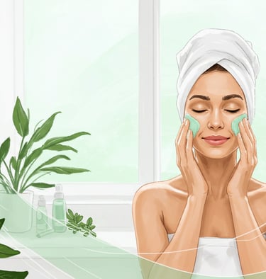a woman with a towel on her head and a towel on her head