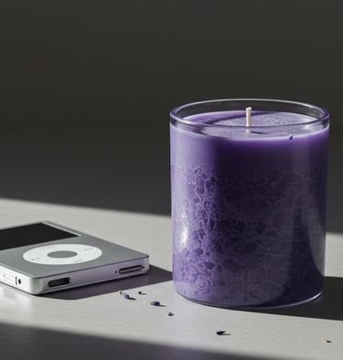 a candle with a candle and a ipod case