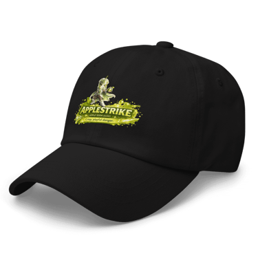 applestrike coffee hero logo printed black cap side view