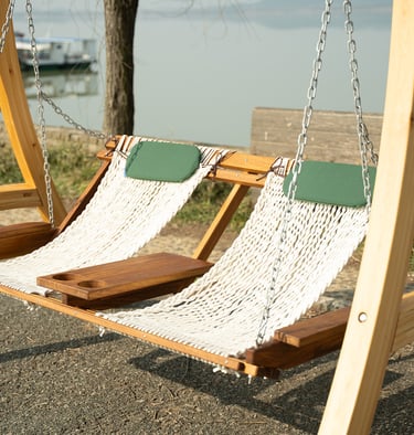 60“ solid iroko porch swing chair