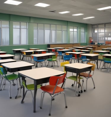 A clean, well-organized hospital room featuring modern hospital beds and furniture.