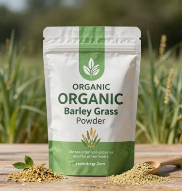 A vibrant display of fresh organic barley grains spilling from a rustic burlap sack.