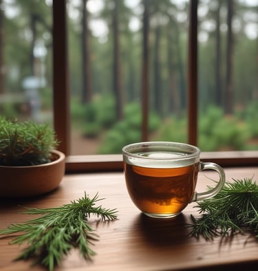 An open digital tablet displaying a colorful foraging guide with hand-drawn forest plants.