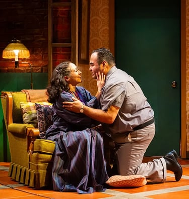 Sarita Ocón and Orlando Arriaga in American Mariachi at Alley Theatre, photo by Lynn Lane
