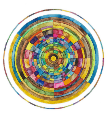Mandala à l'aquarelle réalisé par Karin Monami