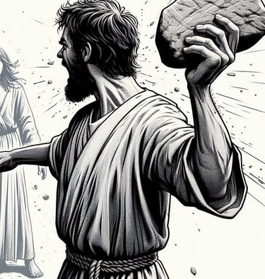hombre arrojando piedras