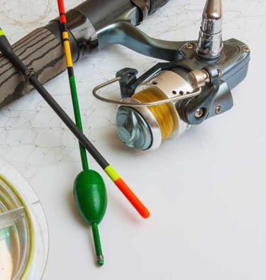 a fishing rod with a fishing rod and a fishing rod