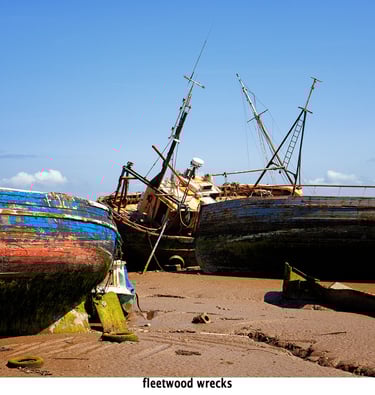 wrecks on the sandy short at fleetwood harbour