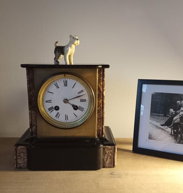 Antique French Marble and Slate Mantle Clock